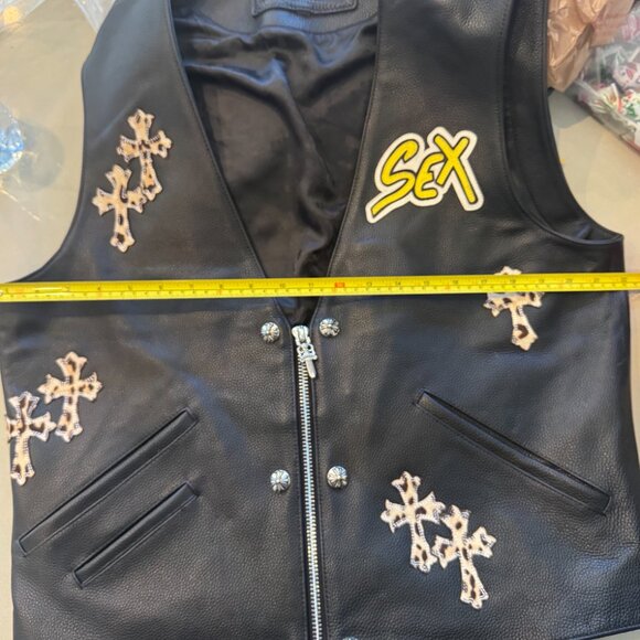 Chrome Hearts MATTY BOY Leather vest SEX RECORDS - Picture 2 of 9